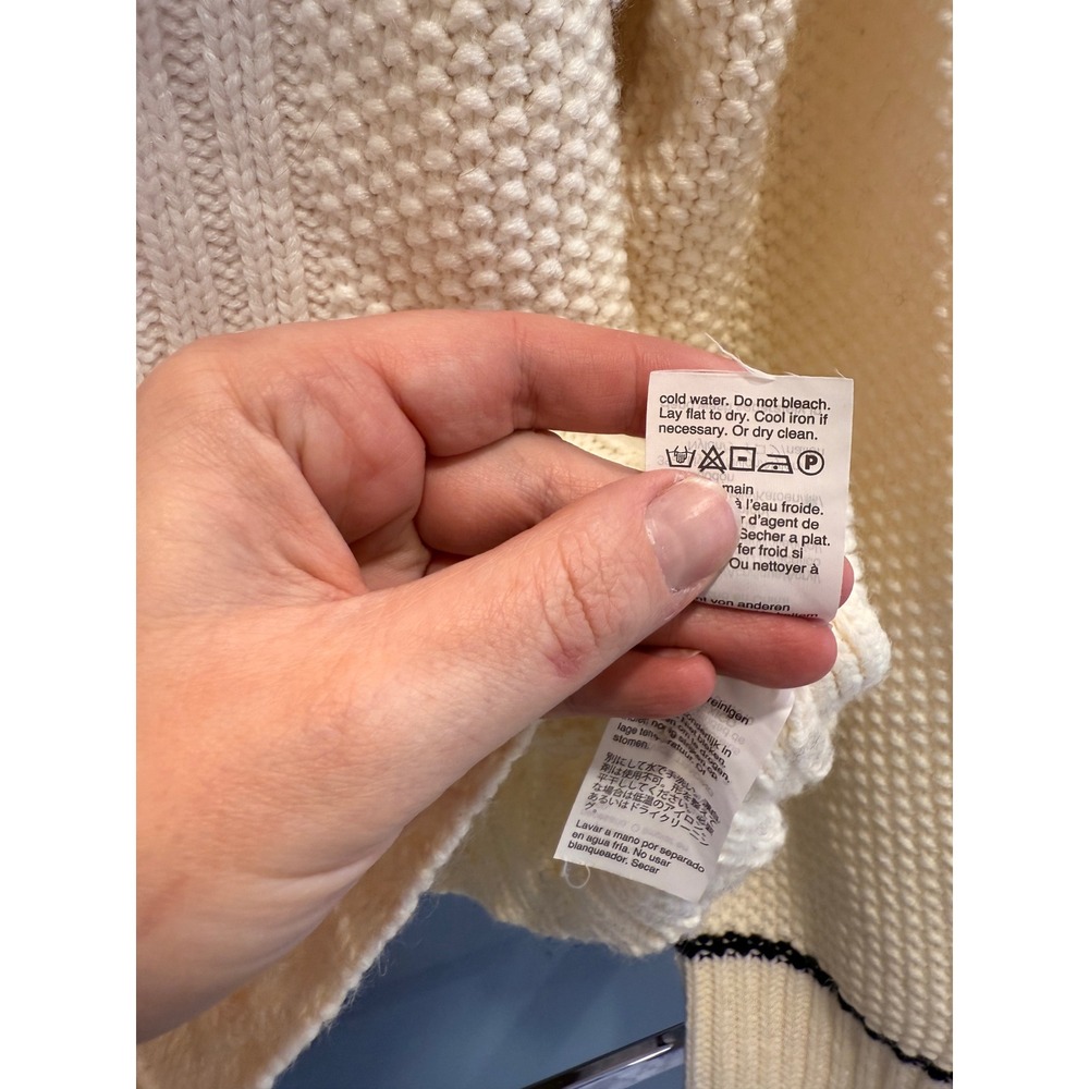 The Reeds J.Crew Women Cream Wool Blend Mock Neck Diamond Knit Sweater Large - Picture 10 of 10
